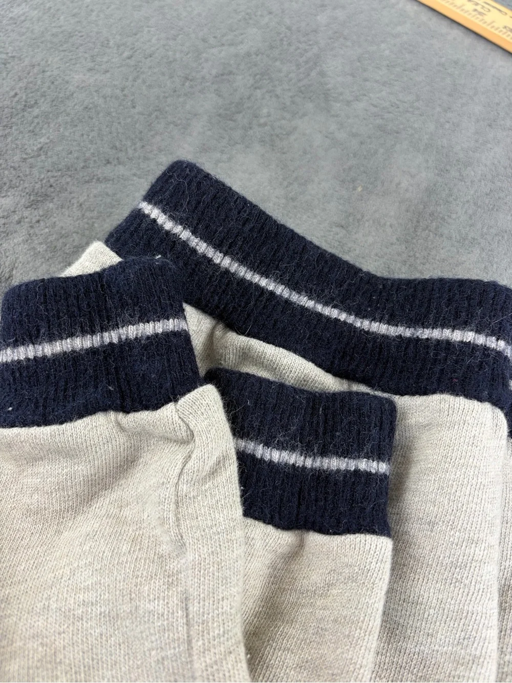 J. Crew Navy and Light Gray Knit Pullover size s 100% Cotton and wool trim